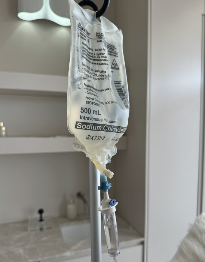 Personalised IV vitamin drip bag at Dlux Aesthetics